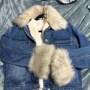 Denim lined jacket with Fur- Fashion Nova
